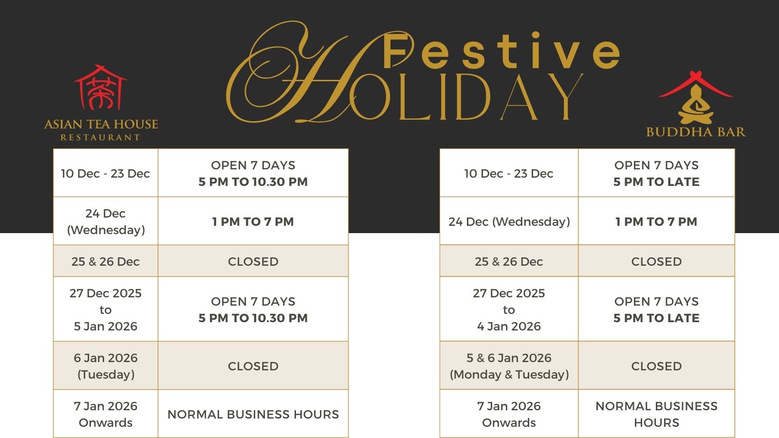 Opening hours 2025 Banner